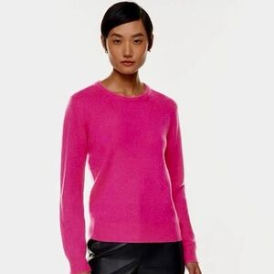 Babaton Quarterly Luxe Cashmere Crewneck Sweater in Granita Pink Size S